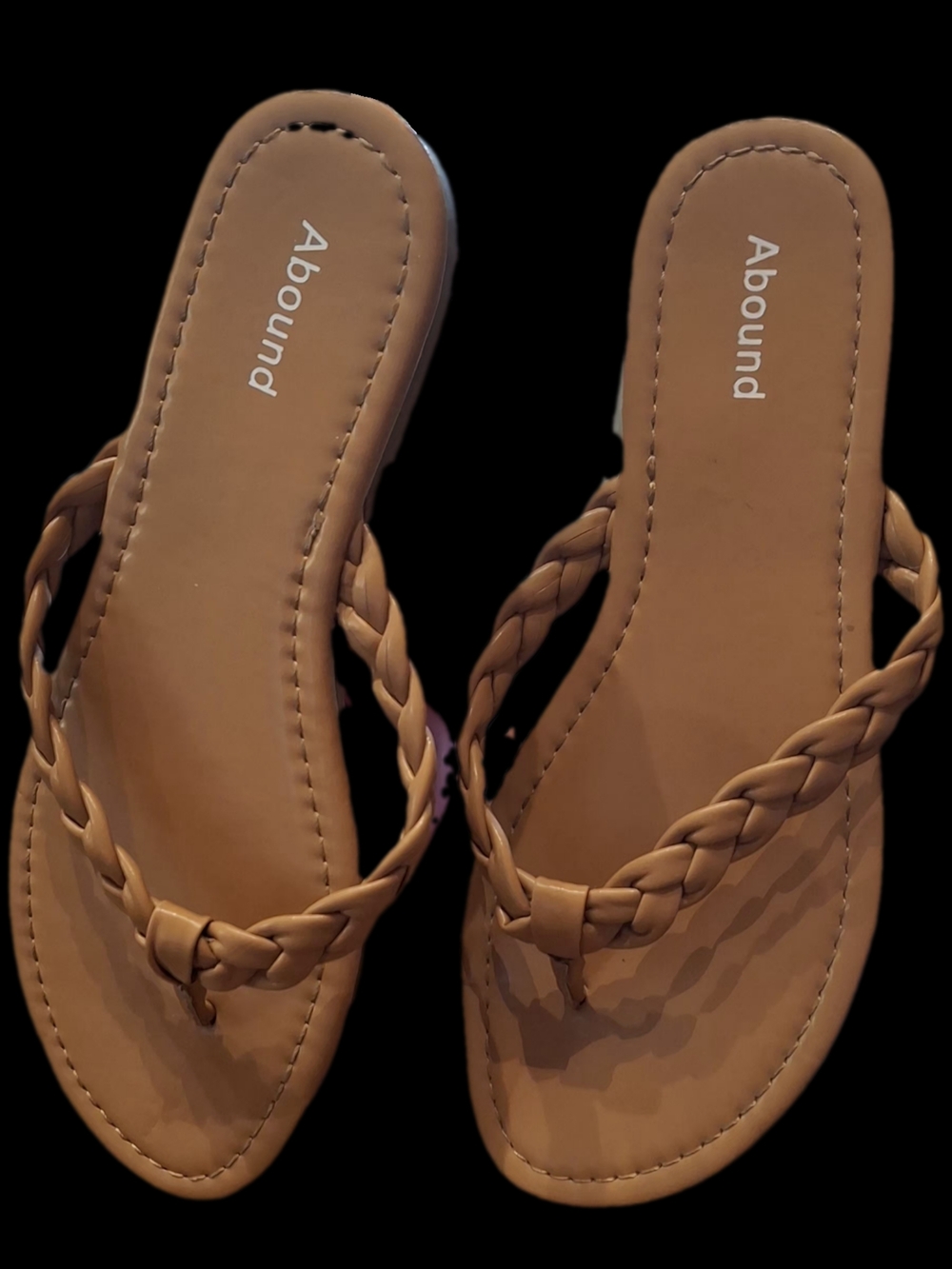 Abound Braided Tan Slip-On Toe-Post Sandals
